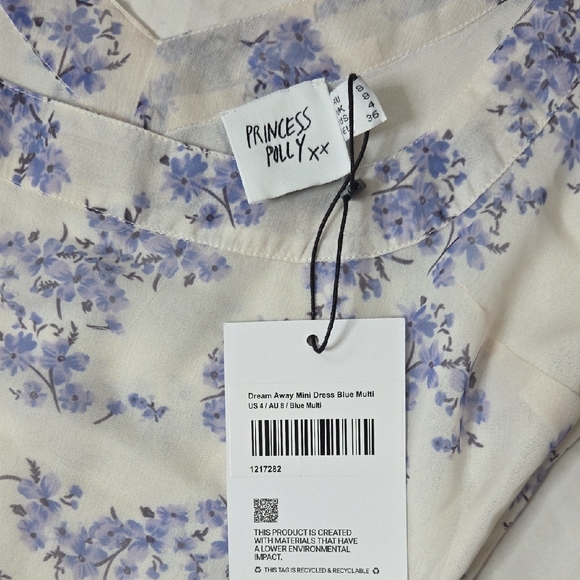 Princess Polly Dream Away Mini Dress Blue Floral - Picture 2 of 7